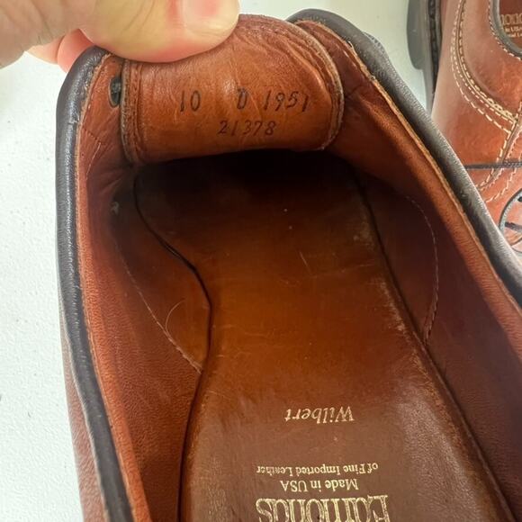 Allen Edmonds Shoes Mens 10 D Wilbert Split Toe Oxfords Brown Leather - Picture 11 of 11